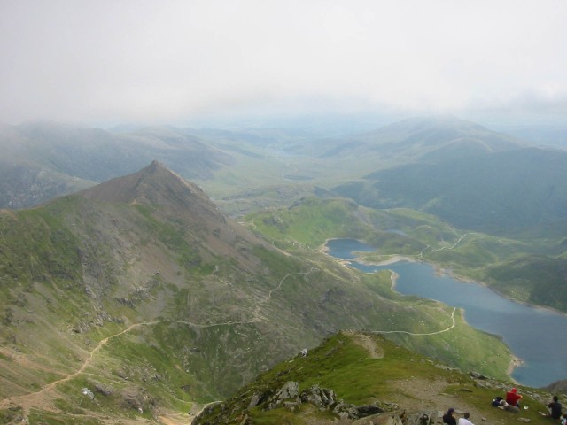 View to the East from the summit of Snowdon towards Llyn Llydaw